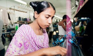 A female employee at a garment factory in Gazipur, Bangladesh.