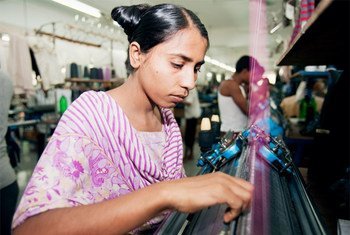 A female employee at a garment factory in Gazipur, Bangladesh.