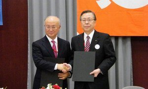 IAEA Director General Yukiya Amano and the Governor of Fukushima Prefecture, Mr. Yuhei Sato.