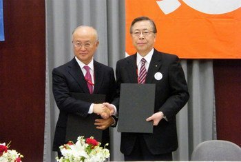 IAEA Director General Yukiya Amano and the Governor of Fukushima Prefecture, Mr. Yuhei Sato.