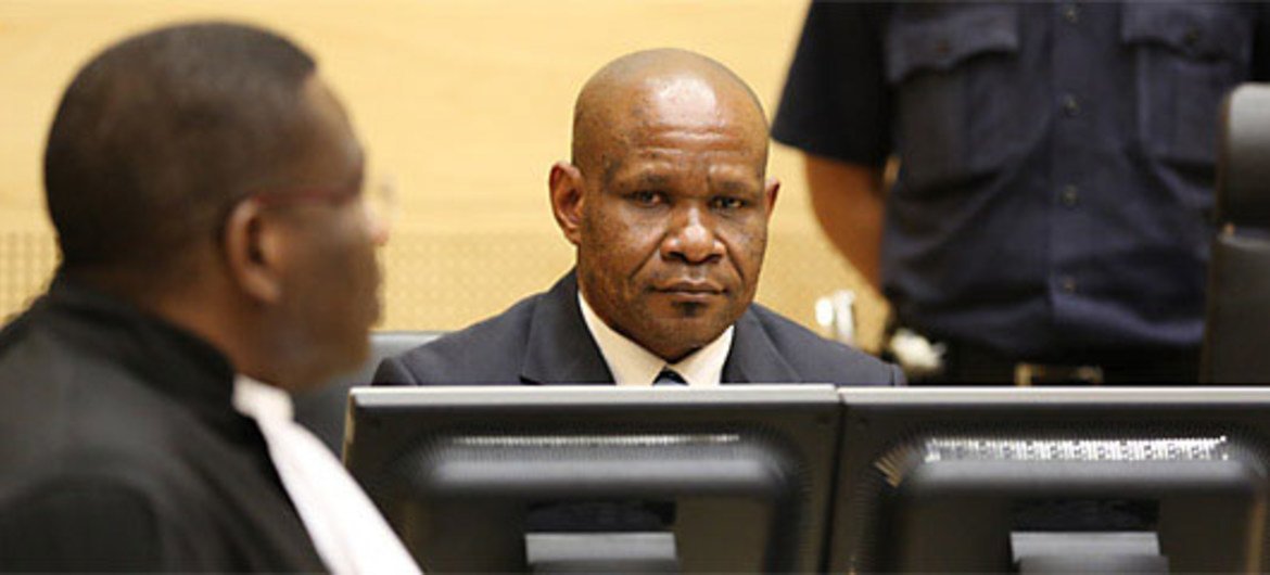 Mathieu Ngudjolo Chui, lors de son procès à la Cour pénale internationale (CPI), à La Haye, en décembre 2012.