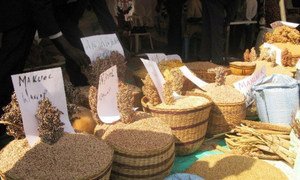 Céréales sur un marché au Soudan du Sud.