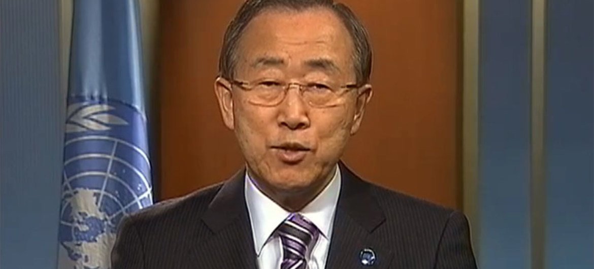 Le Secrétaire général Ban Ki-moon adresse un message vidéo lors de la cérémonie de remise de prix du réseau social chinois Sina Weibo.