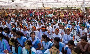 A gathering to promote the rights of girls and education for all in Barrod village of Rajasthan’s Alwar district (2012).