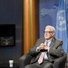 Joint Special Representative for Syria Lakhdar Brahimi being interviewed at UN Headquarters in New York.
