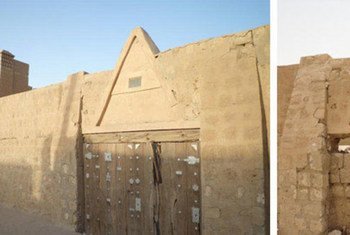 The door of the Sidi Yahia Mosque in Timbuktu, Mali, before and after it was attacked.