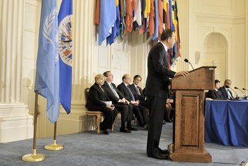 Secretary-General Ban Ki-moon addresses the Permanent Council of the Organization of American States (OAS) in Washington, D.C.