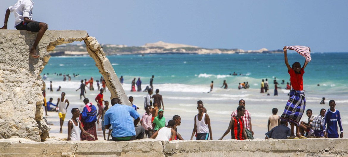 A scene from Lido beach in Mogadishu, Somalia.
