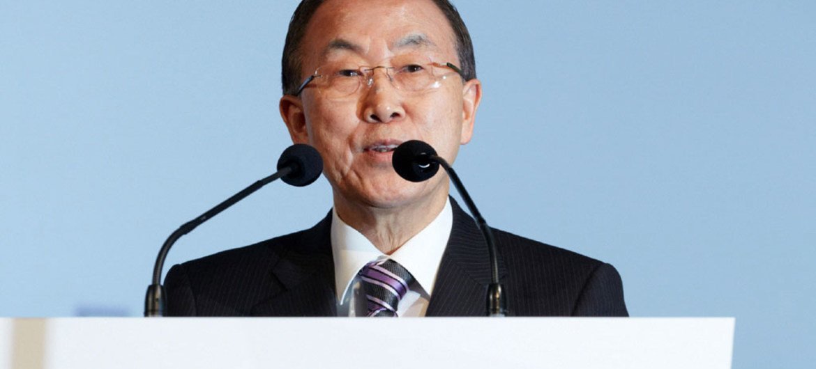 Le Secrétaire général de l'ONU, Ban Ki-moon au cinquième Forum de l'Alliance des civilisations à Vienne.