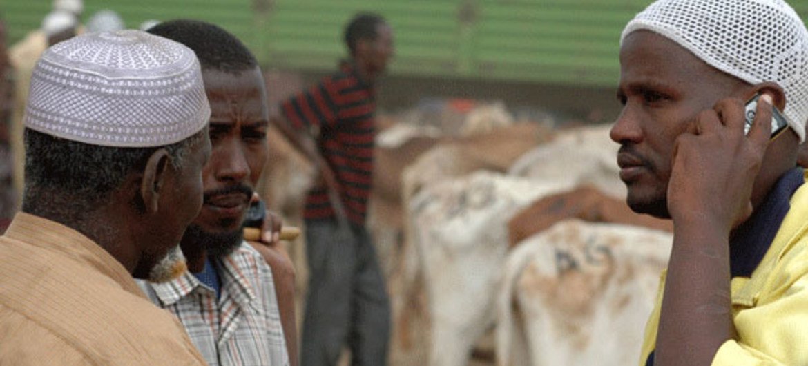 Traders at the livestock market in Garissa, Kenya.