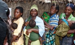 Mothers and their infant children at the Mwandama Millennium Village, Malawi.