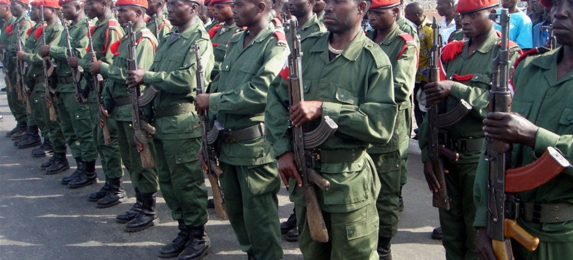 National army soldiers of the Democratic Republic of the Congo (DRC) on parade.