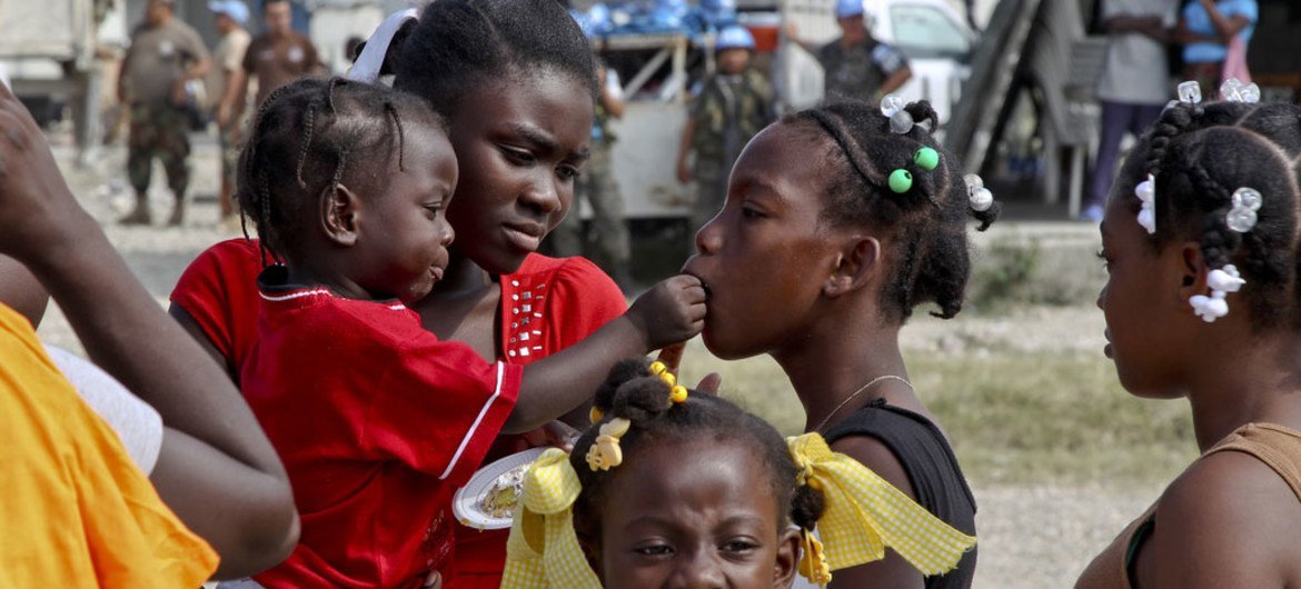 Young residents at an IDP camp in Haiti.