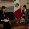 UNDP Administrator Helen Clark (left) meets with Mexican President Enrique Peña Nieto in Mexico City before launching the 2013 Human Development Report.