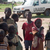 Displaced children at a camp near  Tawilla, Darfur.