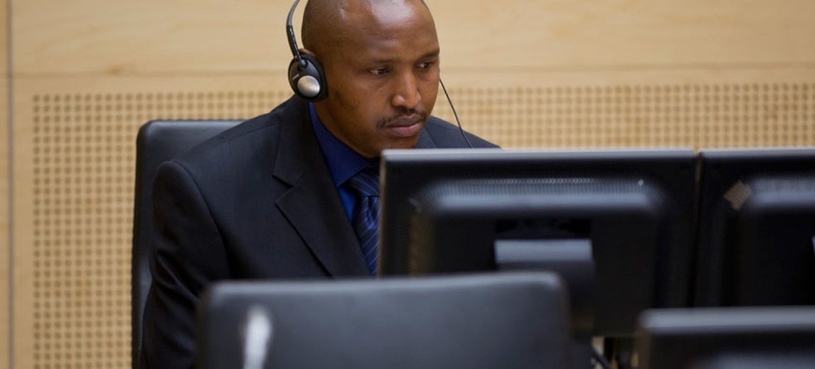 Bosco Ntaganda during his initial appearance before the International Criminal Court in  March 2013.