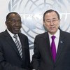 Secretary-General Ban Ki-moon (right) meets with Raymond Tshibanda N'tungamulongo, Minister for Foreign Affairs of the Democratic Republic of the Congo (DRC).