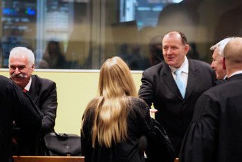 Mico Stani&scaron;ic (right) and Stojan Zupljanin appearing before the ICTY in the Hague.