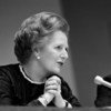 Prime Minister Margaret Thatcher at a press conference at the United Nations in June 1982.