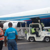 A special UNICEF-chartered flight carrying over 23 tonnes of essential drugs, obstetric supplies and water tanks being unloaded in the  Central African Republic capital of Bangui.