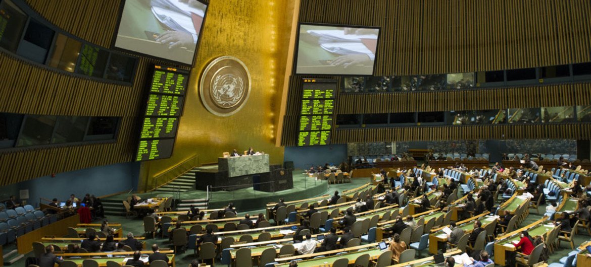 A wide view of the General Assembly Hall.