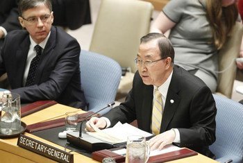 Secretary-General Ban Ki-moon briefs the Security Council.