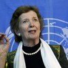 UN Special Envoy for the Great Lakes Region Mary Robinson, holds press conference in Goma, Democratic Republic of the Congo.