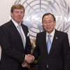 Secretary-General Ban Ki-moon (right) meets with Prince Willem-Alexander who has been inaugurated as King of the Netherlands.