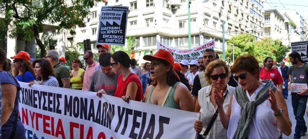 Los griegos se han manifestado en contra de las condiciones impuestas por sus acreedores por un nuevo paquete de ayuda. Foto de archivo: IRIN/Kristy Siegfried