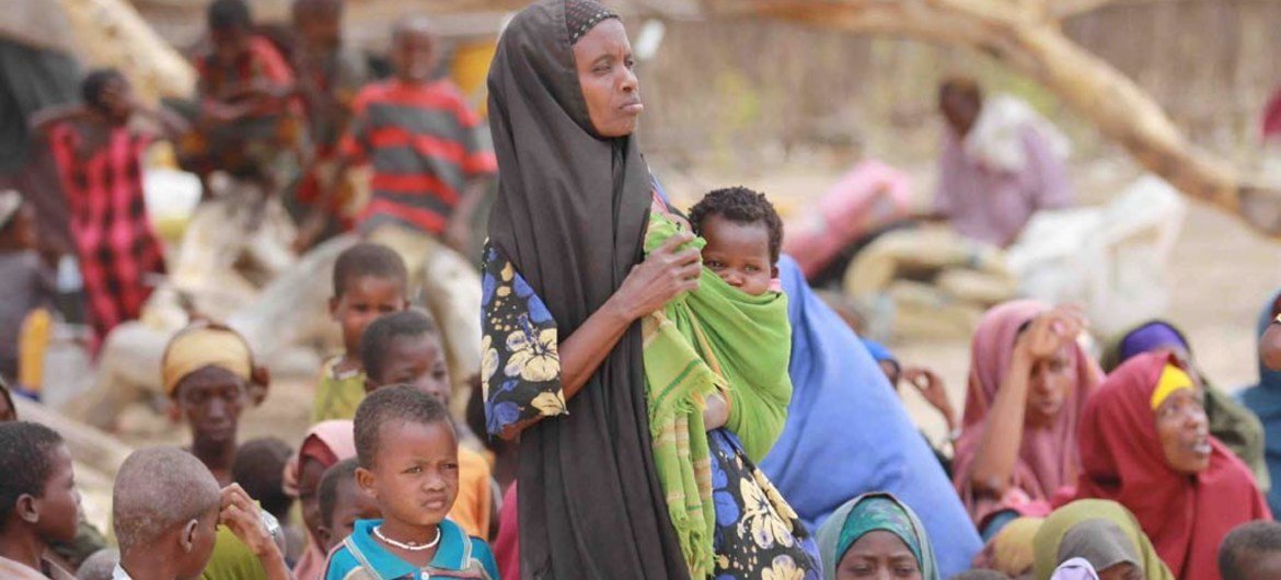 Somali families displaced at Dhobley near the Somalia-Kenya border.