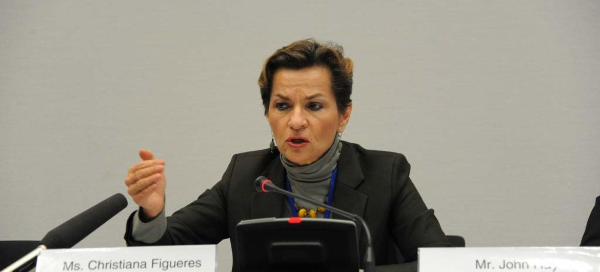 Executive Secretary of the UN Framework Convention on Climate Change (UNFCCC) Christiana Figueres briefs press in Bonn, Germany.