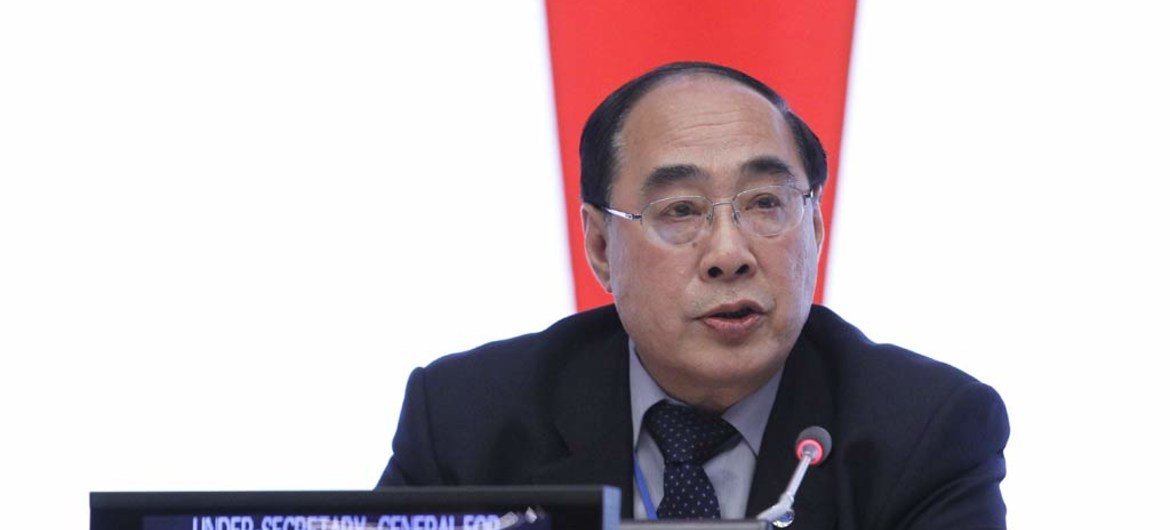 Under-Secretary-General for Economic and Social Affairs Wu Hongboa ddresses the Economic and Social Council (ECOSOC).