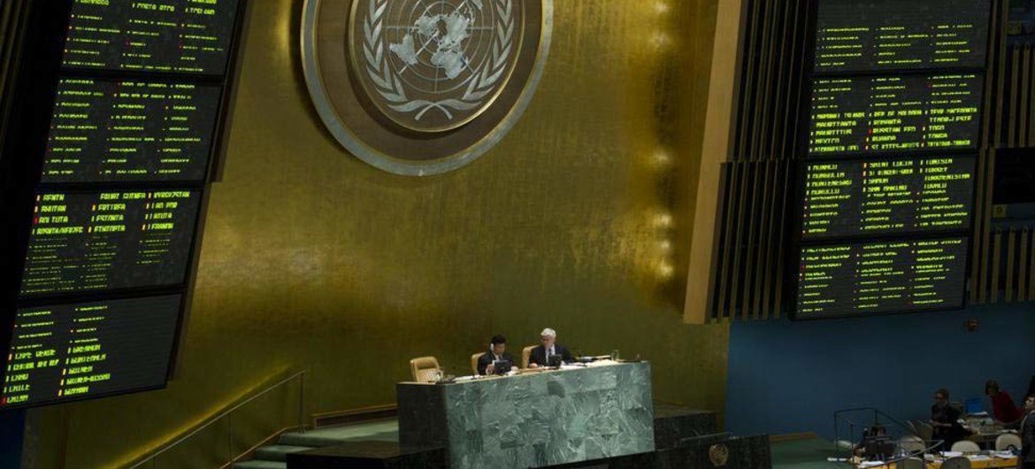La salle de l'Assemblée générale de l'ONU. Photo ONU/Evan Schneider