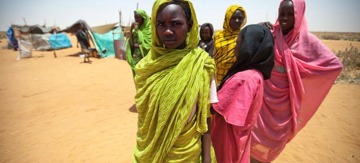 Young residents at a new settlement occupied only by women and children at the Zam Zam camp for internally displaced persons (IDPs) in North Darfur.