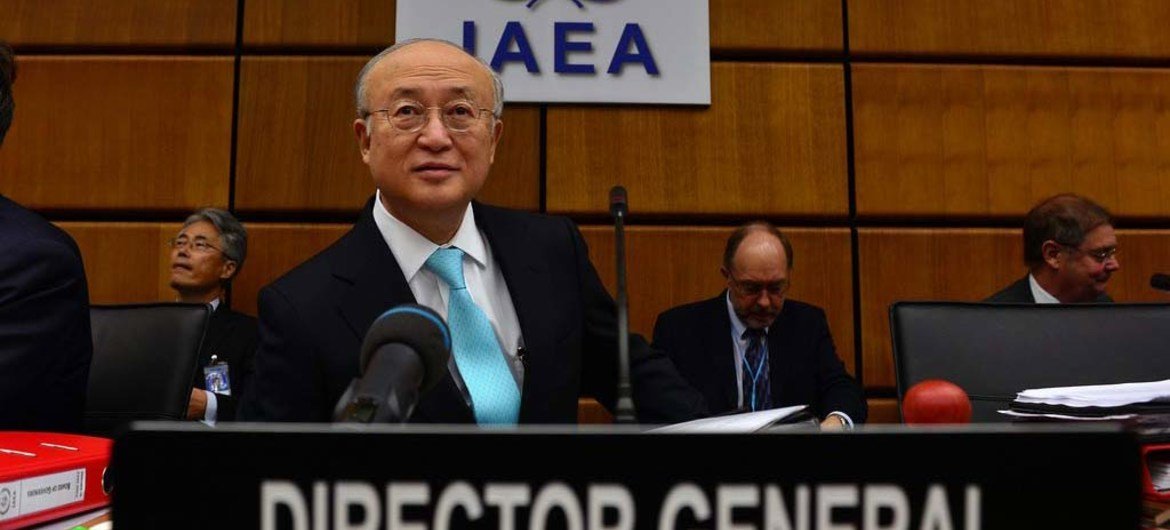 IAEA Director General Yukiya Amano addresses the Board of Governors Meeting in Vienna, Austria.