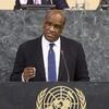 Le secrétaire général de ONU , Pgamjohnashe, prend la parole à la tribune lors d'une réunion du Conseil de sécurité de ONU à New York.