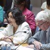 Special Representative for Children and Armed Conflict Leila Zerrougui (left) addresses the Security Council. On her left is Hervé Ladsous, Under-Secretary-General for Peacekeeping Operations.