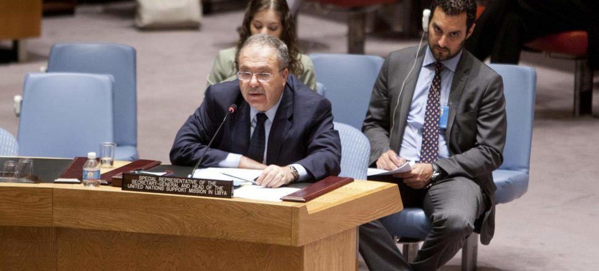 Special Representative and head of the UN Support Mission in Libya (UNSMIL), Tarek Mitri, addresses the Security Council.