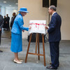 Secretary General Ban Ki-moon and Queen Margrethe II of Denmark cut the ribbon to officially open UN City in Copenhagen.