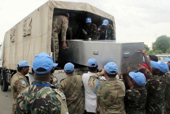 Remains of peacekeepers killed in  ambush in South Darfur are prepared for repatriation to their home country of Tanzania.