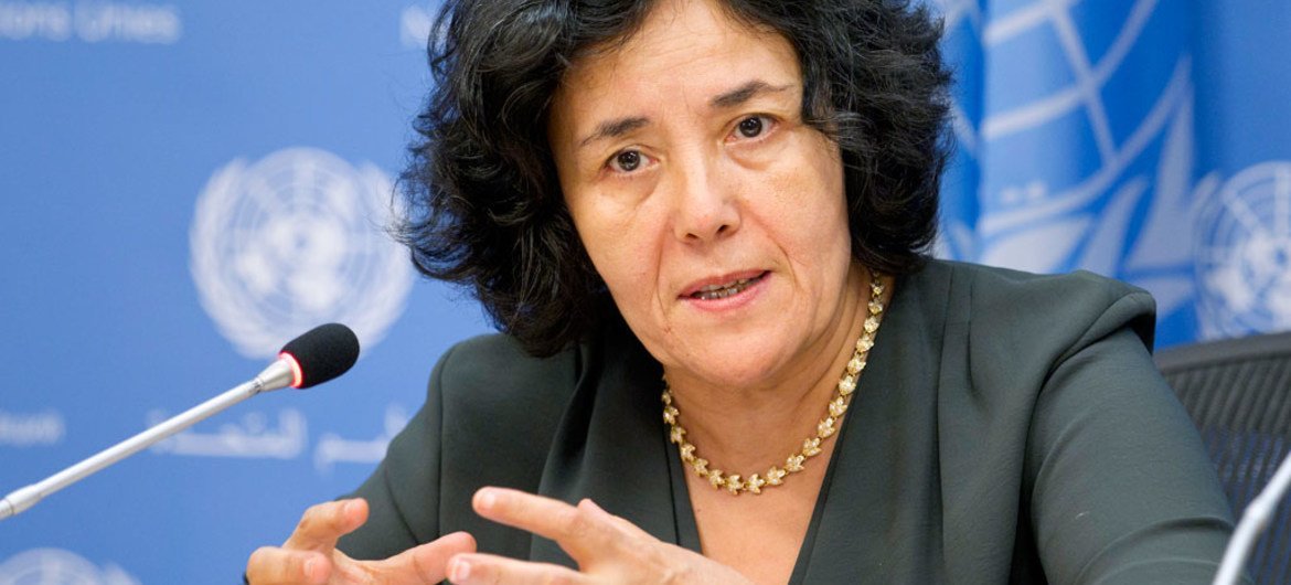 Special Representative for Children and Armed Conflict Leila Zerrougui briefs journalists.