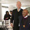 From left: Justice Edwin Cameron of the South African Constitutional Court, Archbishop Emeritus Desmond Tutu, and UN Human Rights chief Navi Pillay arriving for the unveiling of the ‘Free & Equal’ campaign.