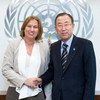 Le Secrétaire général Ban Ki-moon et Tzipi Livni, Ministre de la Justice d'Israël. Photo ONU/Mark Garten