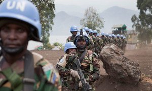 Special intervention brigade forces from Tanzania, part of the UN peacekeeping mission in the Democratic Republic of the Congo - MONUSCO, on duty in Sake, North Kivu (July 2013).