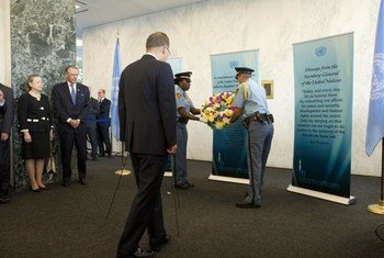 Wreath-laying ceremony commemorating tenth anniversary of attack on UN headquarters in Baghdad, Iraq.