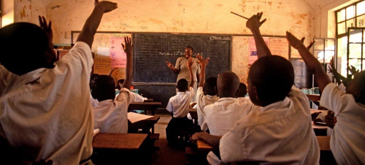 A primary school in Kampala, Uganda. Achieving universal primary education is one of the eight Millennium Development Goals (MDGs).
