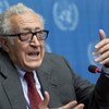 Lakhdar Brahimi, Joint Special Representative of the UN and the League of Arab States for Syria holds press conference in Geneva.