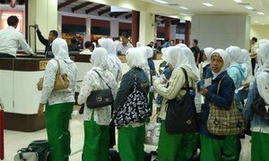 A scene at the Sukarno-Hatta International Airport in Jakarta. Thousands of women leave their homes in Indonesia to work as domestic workers each year.