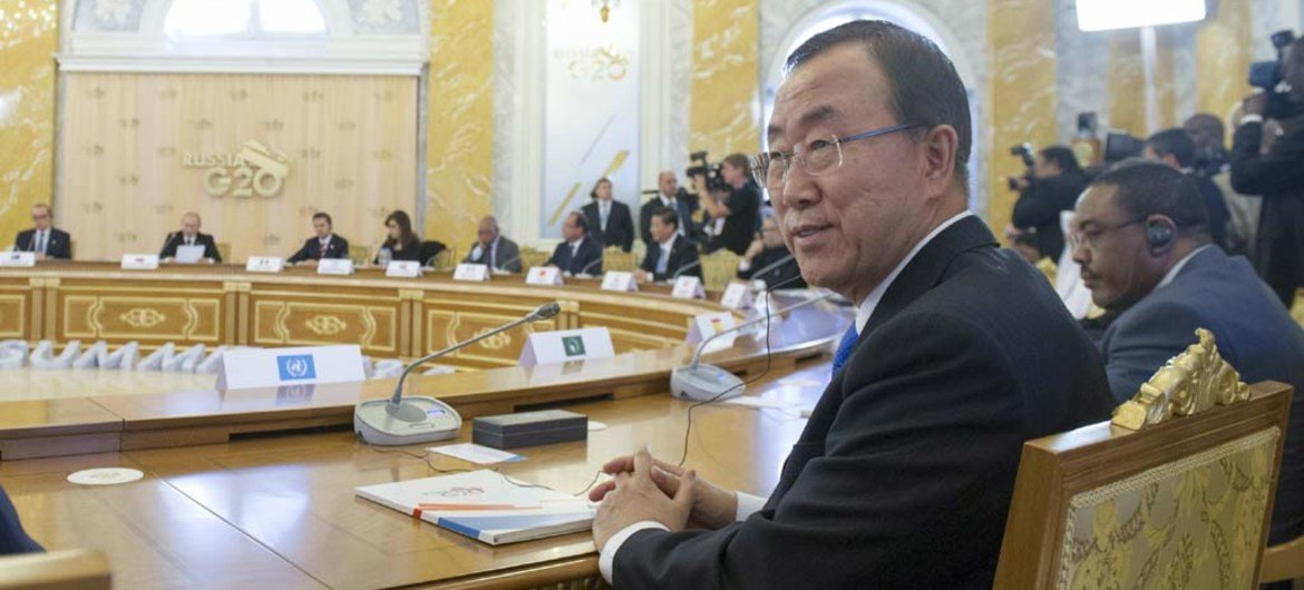 Secretary-General Ban Ki-moon attends the G20 Summit in St. Petersburg, Russian Federation.