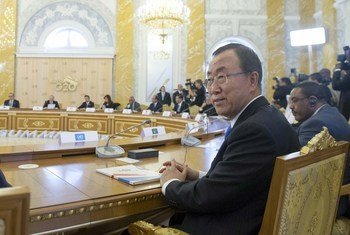Le Secrétaire général de l'ONU, Ban Ki-moon, au Sommet du G20, à Saint-Pétersbourg, en Fédération de Russie.